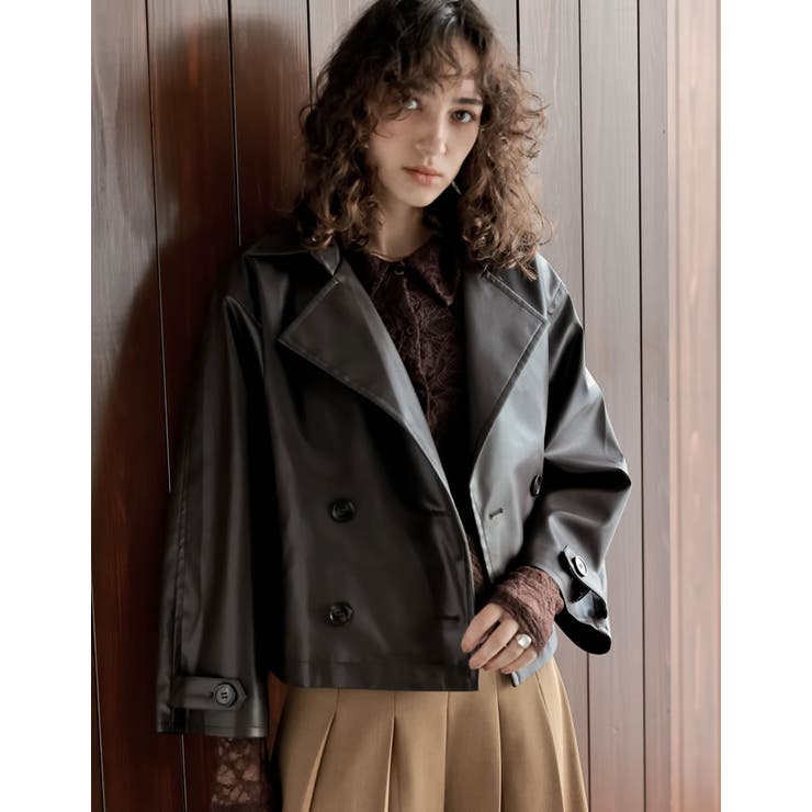 Re:EDIT [2025AW COLLECTION]フェイクレザートレンチジャケット アウター(コート・ジャケットなど) shoplistselect-10440129 SHOPLIST サンプル画像2