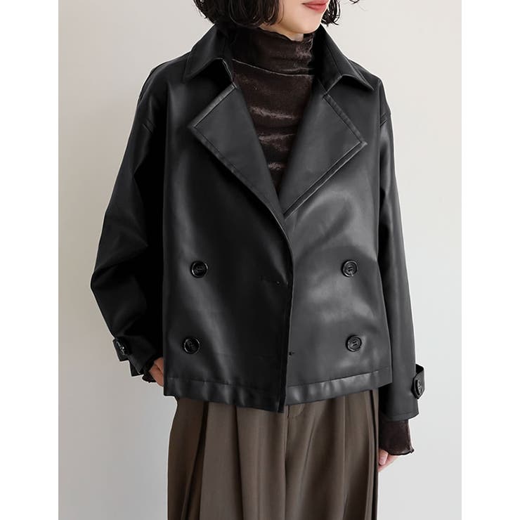 Re:EDIT [2025AW COLLECTION]フェイクレザートレンチジャケット アウター(コート・ジャケットなど) shoplistselect-10440129 SHOPLIST サンプル画像3