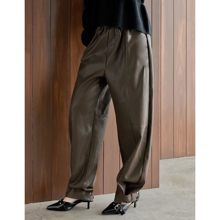 Re:EDIT [2025AW COLLECTION][低身長/高身長サイズ有]フェイクレザーアンクルベルト2WAYパンツ パンツ・ズボン shoplistselect-10440100 SHOPLIST サンプル画像3