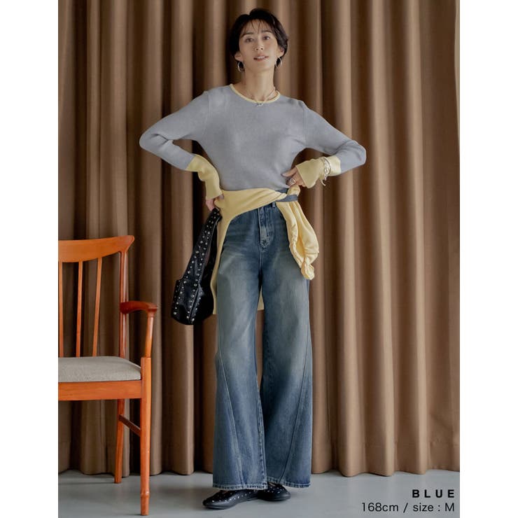 Re:EDIT [2025AW COLLECTION][低身長/高身長サイズ有]サイド切り替えコットンデニムパンツ パンツ・ズボン shoplistselect-10440104 SHOPLIST サンプル画像3