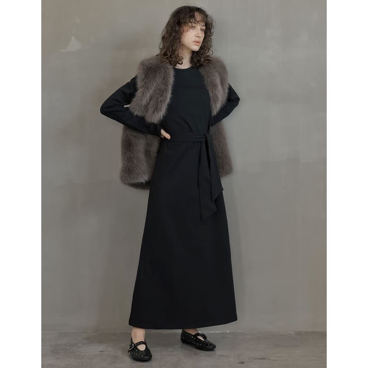 Re:EDIT [2025AW COLLECTION][低身長/高身長サイズ有][イージーケア]ライトダンボールウエストベルト付き長袖ナローワンピース ワンピース・ドレス shoplistselect-10440126 SHOPLIST サンプル画像2