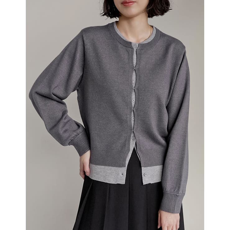 Re:EDIT [2025AW COLLECTION]クルーネックレイヤード風カーディガン トップス shoplistselect-10440092 SHOPLIST サンプル画像2