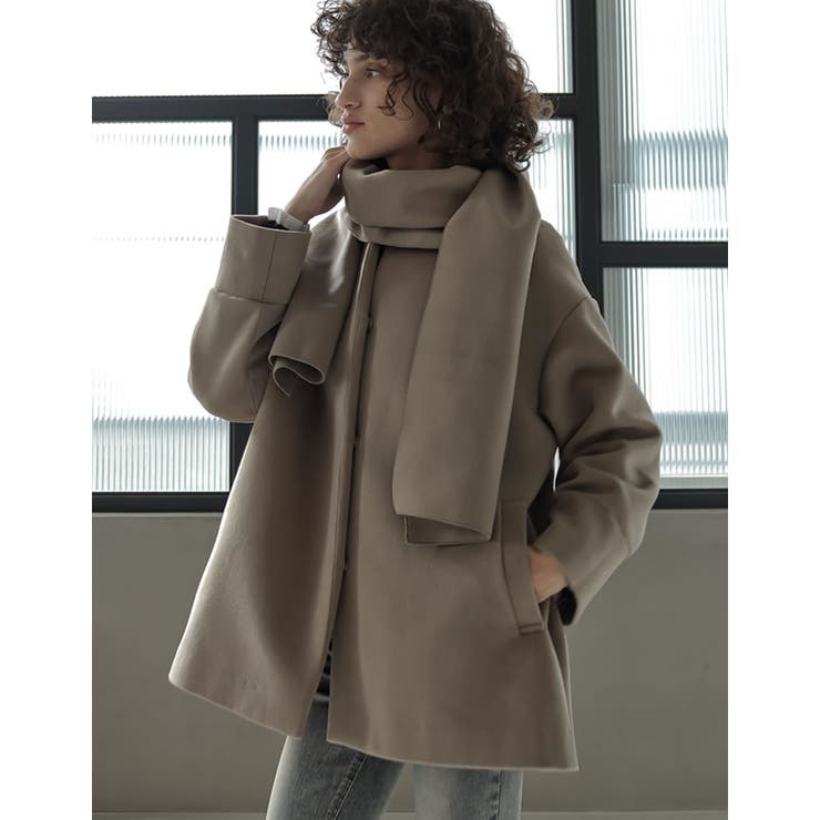 【10％OFFクーポン！8/27(木)1:59まで】Re:EDIT [2025 WINTER COLLECTION][2点セット]フェイクウールスタンドカラーストール付きミドルコート アウター(コート・ジャケットなど) shoplistselect-10440176 SHOPLIST サンプル画像2