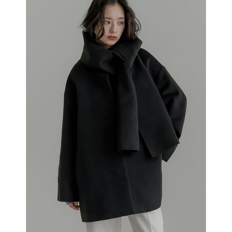 【10％OFFクーポン！8/27(木)1:59まで】Re:EDIT [2025 WINTER COLLECTION][2点セット]フェイクウールスタンドカラーストール付きミドルコート アウター(コート・ジャケットなど) shoplistselect-10440176 SHOPLIST サンプル画像3