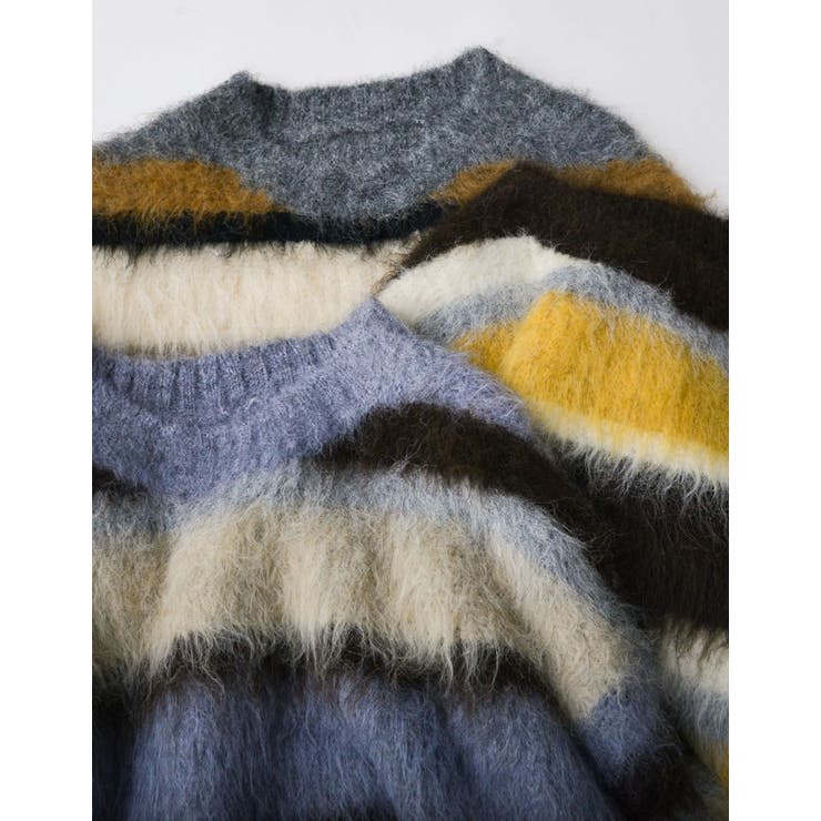 Re:EDIT [2025 WINTER COLLECTION]シャギーニットマルチボーダーショートトップス トップス shoplistselect-10440085 SHOPLIST サンプル画像2