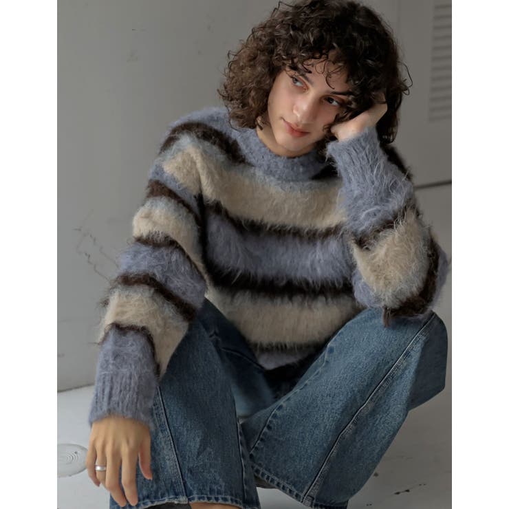 Re:EDIT [2025 WINTER COLLECTION]シャギーニットマルチボーダーショートトップス トップス shoplistselect-10440085 SHOPLIST サンプル画像3