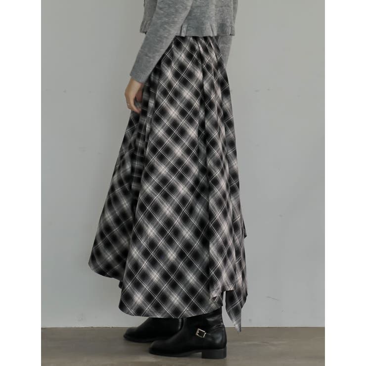 Re:EDIT [2025 WINTER COLLECTION]起毛チェック柄アシンメトリースカート スカート shoplistselect-10440121 SHOPLIST サンプル画像3