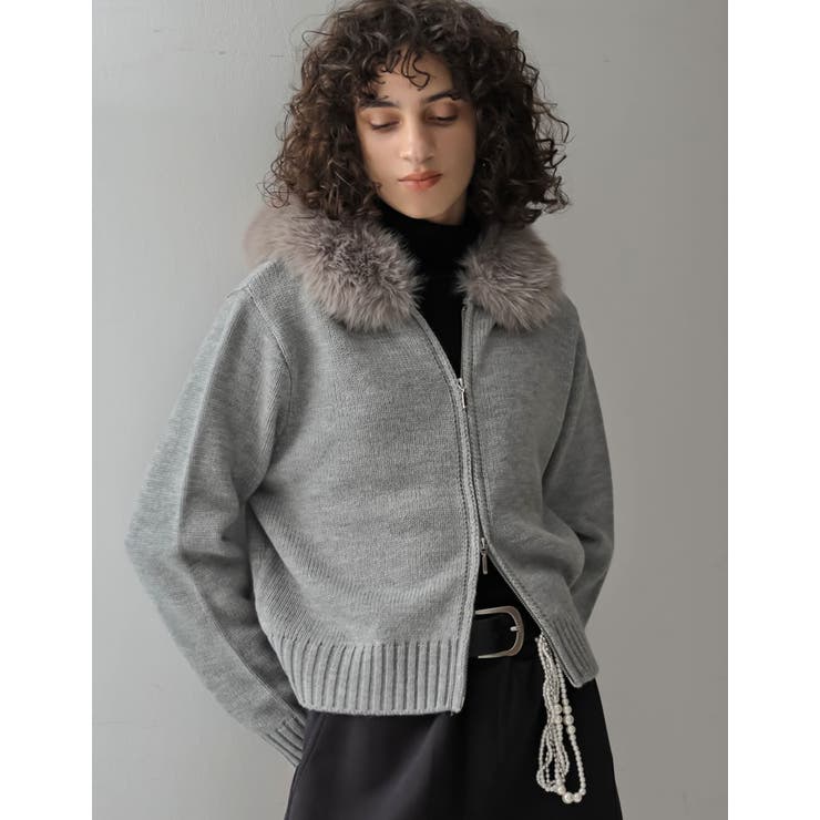 Re:EDIT [2025 WINTER COLLECTION]ファーフードジップニットカーディガン トップス shoplistselect-10440096 SHOPLIST サンプル画像2