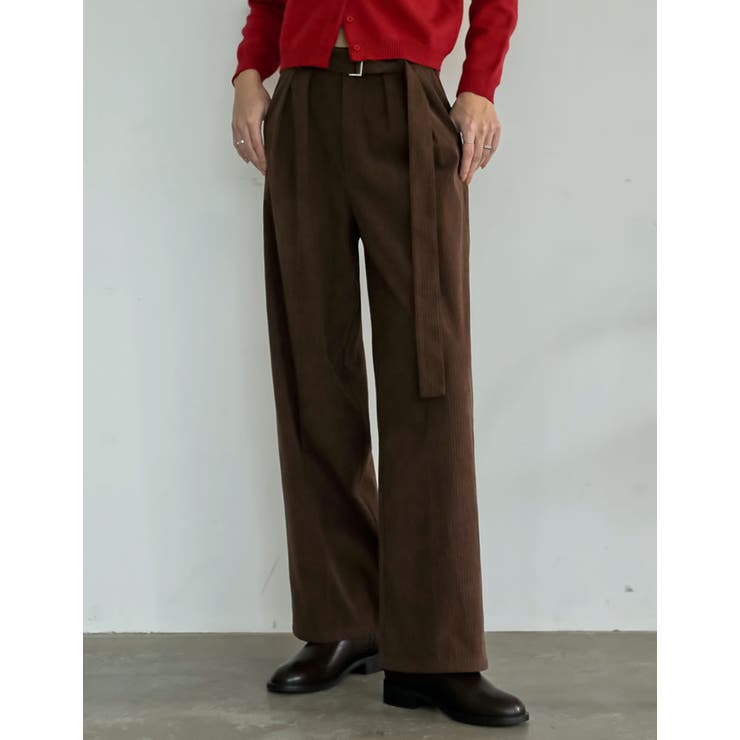 Re:EDIT [2025 WINTER COLLECTION][低身長/高身長サイズ有]ランダムコーデュロイベルト付きワイドストレートパンツ パンツ・ズボン shoplistselect-10440115 SHOPLIST サンプル画像2
