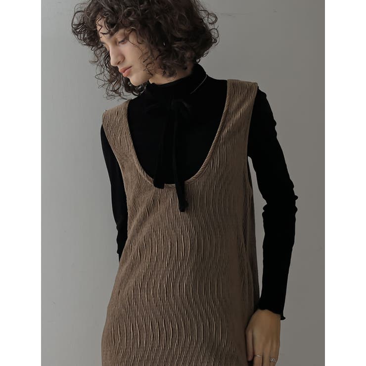 Re:EDIT [2025 WINTER COLLECTION][低身長サイズ有]ウェーブベロアディープUネックナローワンピース スカート shoplistselect-10440123 SHOPLIST サンプル画像2