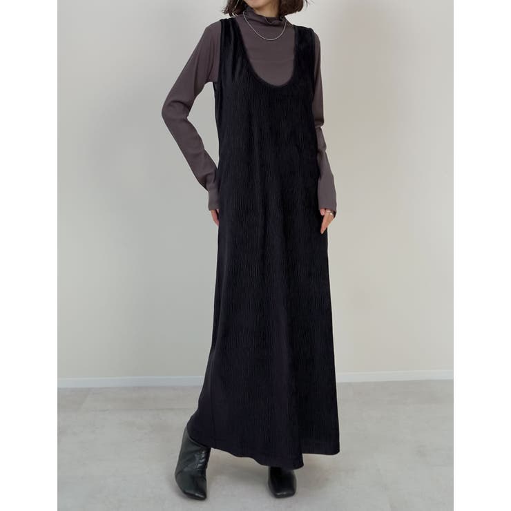 Re:EDIT [2025 WINTER COLLECTION][低身長サイズ有]ウェーブベロアディープUネックナローワンピース スカート shoplistselect-10440123 SHOPLIST サンプル画像3