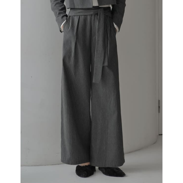 Re:EDIT [2025 WINTER COLLECTION][低身長/高身長サイズ有]ストライプウエストラップデザインワイドパンツ パンツ・ズボン shoplistselect-10440112 SHOPLIST サンプル画像3