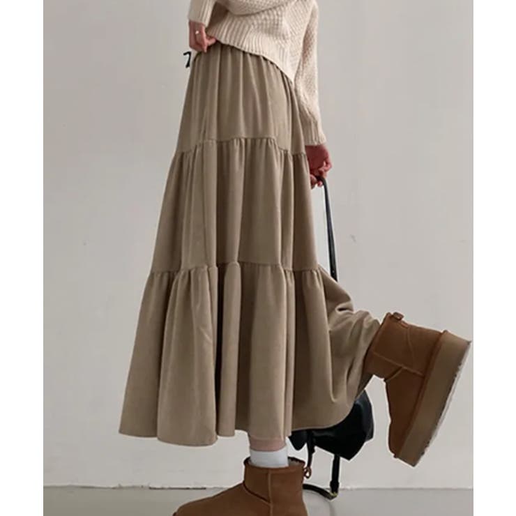 【10％OFFクーポン！1/29(木)1:59まで】VIVID LADY リブティアードロングスカート スカート