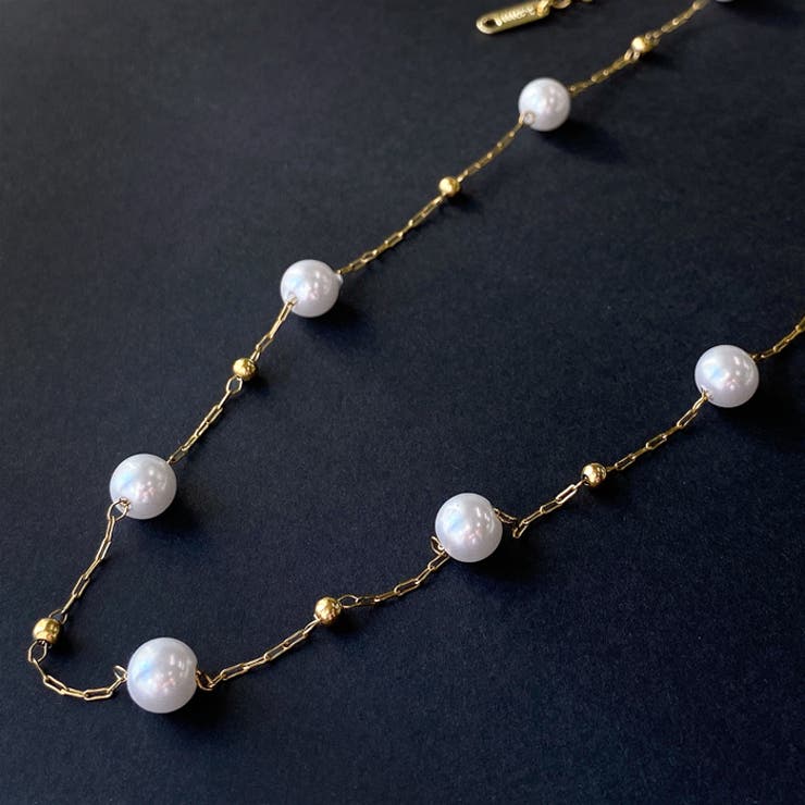 FACION ステーションパールステンレスチェーンネックレス レディース 金属アレルギー つけっぱなし アレルギー対応 サージカルステンレス 女性 パールネックレス 真珠 セレモニー 結婚式 入学式 アクセサリー