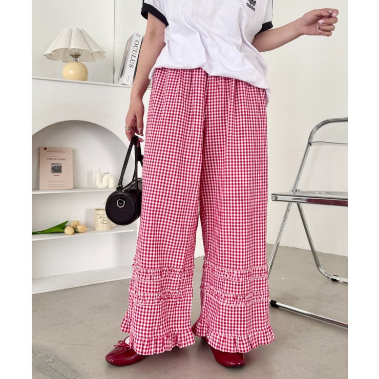 COMME des GARCONS GIRL ギンガムチェックパンツ　レッド　S 楽天市場】ギンガムチェック パンツ（カラーレッド）（レディース
