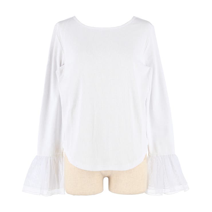 【10％OFFクーポン！7/2(木)9:59まで】coca 袖チュール切り替えトップス トップス