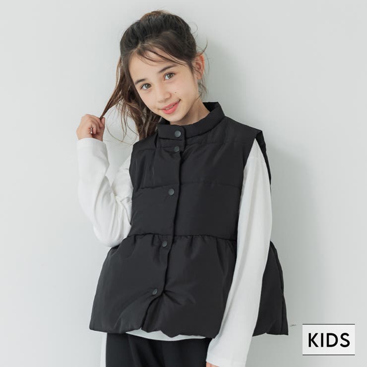 【10％OFFクーポン！12/11(木)1:59まで】coca 親子お揃いペプラム中綿ベスト ガールズ キッズ トップスのサムネイル