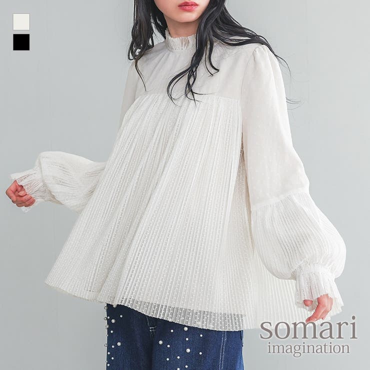 osharewalker somari imaginationドットチュールブラウス トップス