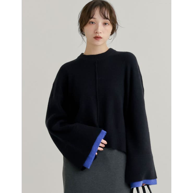Re:EDIT アルパカタッチワイドスリーブ配色ニットトップス トップス shoplistselect-10441877 SHOPLIST サンプル画像3