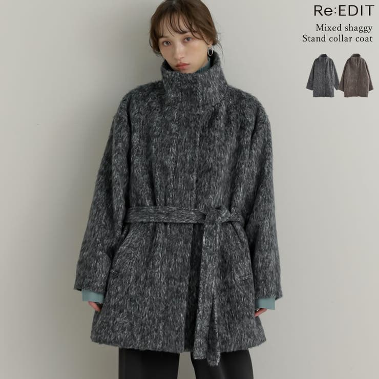 Re:EDIT [低身長サイズ有]ミックスシャギースタンドカラーベルト付きコート アウター(コート・ジャケットなど) shoplistselect-10441907 SHOPLIST パッケージ画像