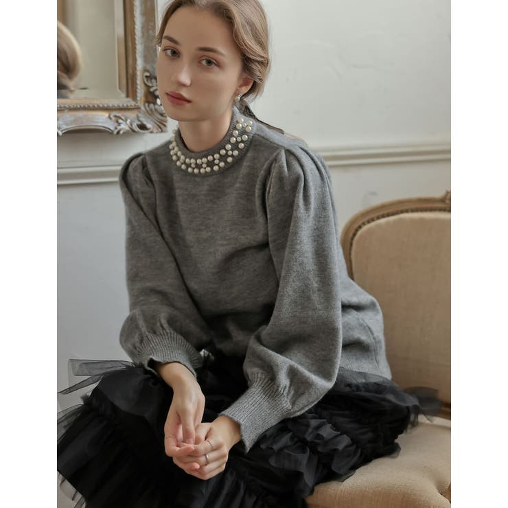 Re:EDIT [2025-26 WINTER COLLECTION][MEISM by Re:EDIT]パールハイネックボリュームスリーブバックシャンニット トップス shoplistselect-10441884 SHOPLIST サンプル画像3