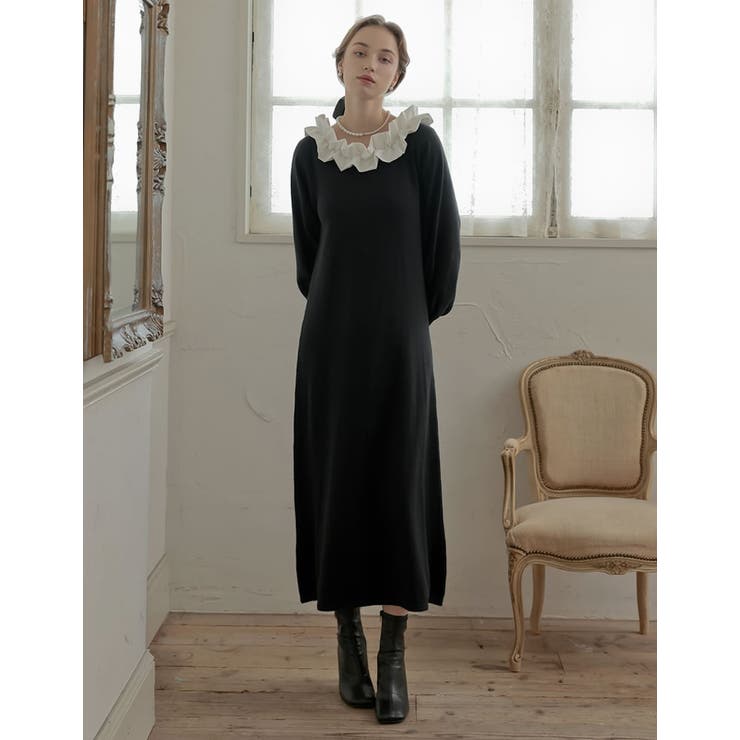 Re:EDIT [2025-26 WINTER COLLECTION][MEISM by Re:EDIT][低身長サイズ有]フリルボートネック2WAYニットワンピース ワンピース・ドレス shoplistselect-10441906 SHOPLIST サンプル画像3