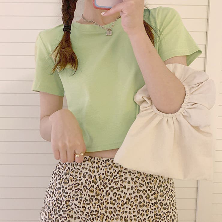 楽天市場】ヘソ出し tシャツ（カラーグリーン）（トップス｜レディース