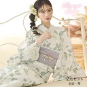 Ryuyu 浴衣 白地 椿柄 ラメ帯 高級浴衣 ゆかた 可憐 大人浴衣 レディース 帯セット 清涼感 Ryuyu シンプル 上品 レトロ 古典 アンティーク フェミニン 浴衣・着物