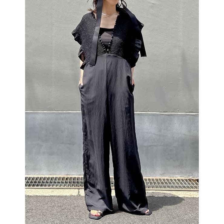 Re:EDIT [2025 SUMMER COLLECTION][低身長/高身長サイズ有]ドライタッチ深Vネックギャザーオールインワン パンツ・ズボン shoplistselect-10442558 SHOPLIST サンプル画像3