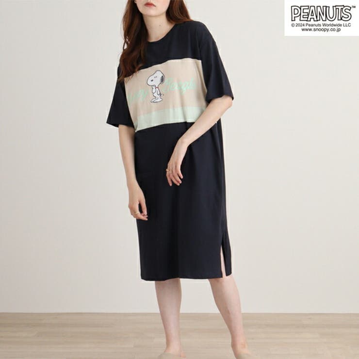 【10％OFFクーポン！3/26(木)1:59まで】CharaBasket スヌーピー オラフ スーパービッグ Tシャツ ワンピース ビッグ 半袖 SNOOPY PEANUTS トップス