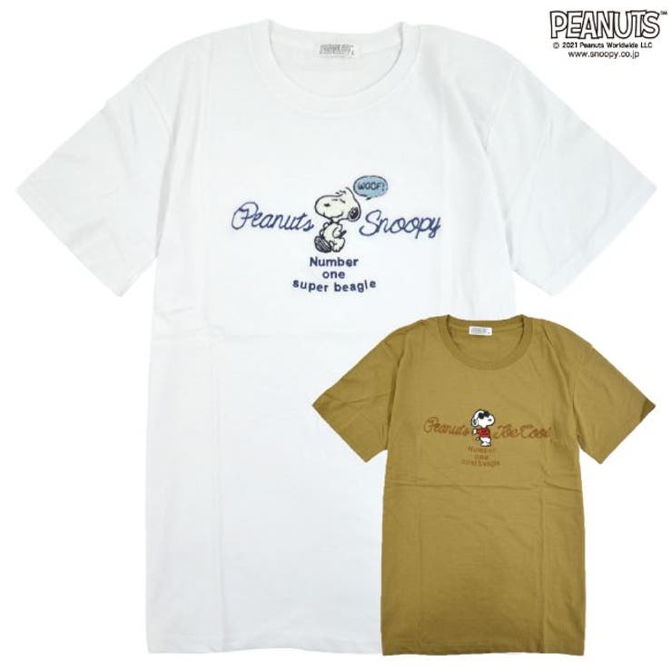 【10％OFFクーポン！1/16(金)1:59まで】CharaBasket スヌーピー Tシャツ チェーン ステッチ 半袖 刺繍 カジュアル PEANUTS トップス