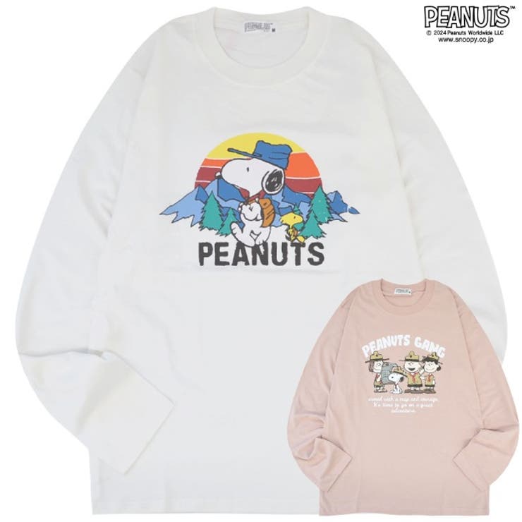 CharaBasket スヌーピー 長袖 Tシャツ トップス プリント ウッドストック ロンT PEANUTS SNOOPY トップス