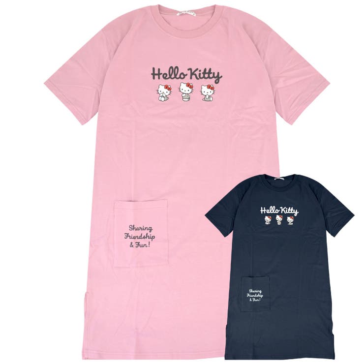 CharaBasket ハローキティ Tシャツ ワンピース 半袖 プリント トップス ビッグTシャツ 大きいサイズ サンリオ キャラクターズ レディース トップス