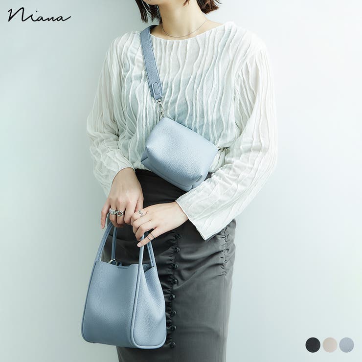 【10％OFFクーポン！2/23(月)1:59まで】Fashion Letter niana ニアナ トートバッグ ショルダーバッグ フェイクレザー ハンドバッグ ミニバッグ ポーチ セット スクエア 無地 シンプル 大きめ 底マチ 2way ストラップ