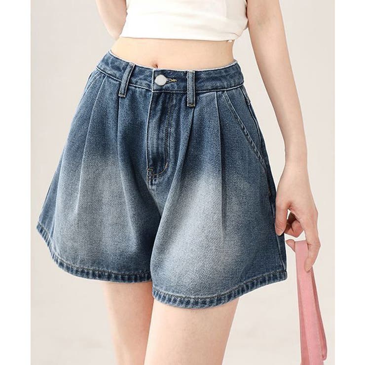 Miniministore ウエストリボンデニムショートパンツ韓国風 パンツ・ズボン