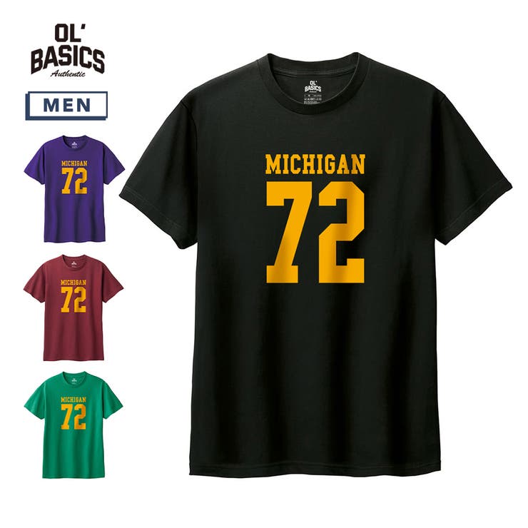 printrium Ol' Basics（オール・ベーシックス） 半袖Tシャツ MICHIGAN ロゴ ナンバリング プリント 5.6オンス トップス カットソー メンズ ユニセックス トップス