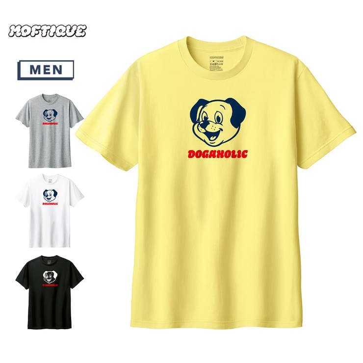 printrium Moftique（モフティック） 半袖Tシャツ ロゴ ドッグイラスト 犬 アニマル プリント トップス カットソー メンズ ユニセックス トップス