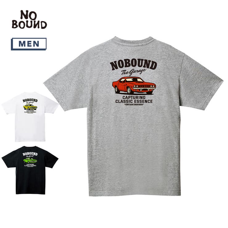printrium NOBOUND（ノーバウンド） 半袖Tシャツ クラシックカーイラスト バックプリント 胸ポケット ポケT カットソー メンズ ユニセックス トップス