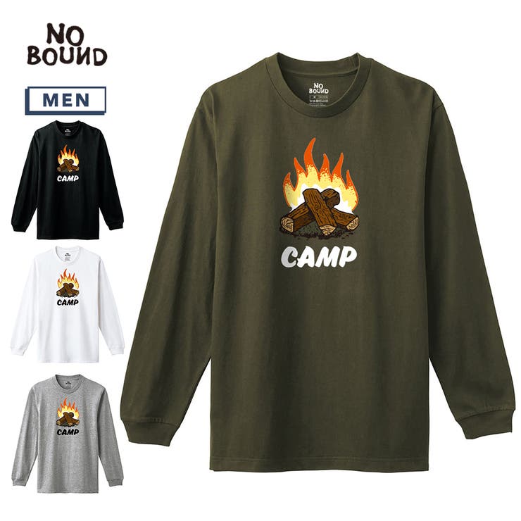 【10％OFFクーポン！2/23(月)1:59まで】printrium NOBOUND（ノーバウンド） 長袖Tシャツ キャンプイラスト プリント レギュラーシルエット ロンT トップス カットソー メンズ ユニセックス トップス