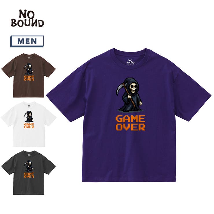 printrium NOBOUND（ノーバウンド） 半袖Tシャツ ゲームイラスト プリント ボックスシルエット トップス カットソー メンズ ユニセックス ストリート トップス