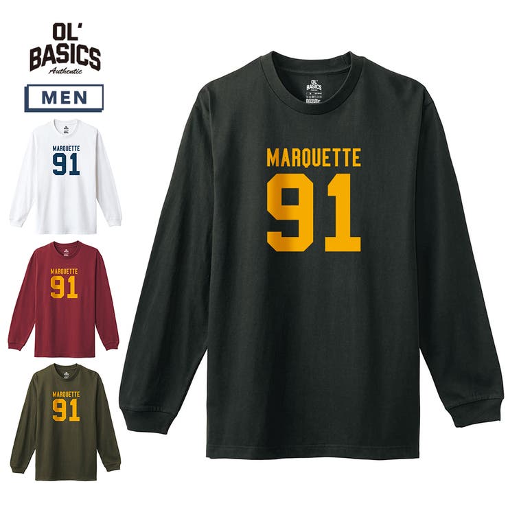 printrium Ol' Basics（オール・ベーシックス） 長袖Tシャツ MARQUETTE ロゴ ナンバリング プリント 袖リブ ロンT トップス カットソー メンズ ユニセックス トップス
