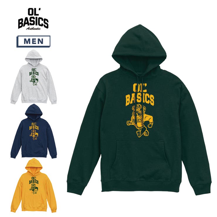 【20％OFFクーポン！1/15(木)限定！】printrium Ol' Basics（オール・ベーシックス） プルパーカー スウェット ブルドッグイラスト プリント 裏毛 トップス メンズ ユニセックス トップス