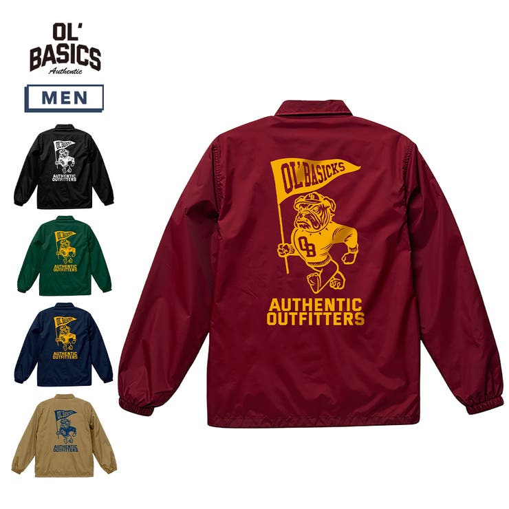【10％OFFクーポン！2/10(火)1:59まで】printrium Ol' Basics（オール・ベーシックス） コーチジャケット ブルドッグ イラスト ロゴ バックプリント 裏トリコット アウター メンズ ユニセックス アウター(コート・ジャケット