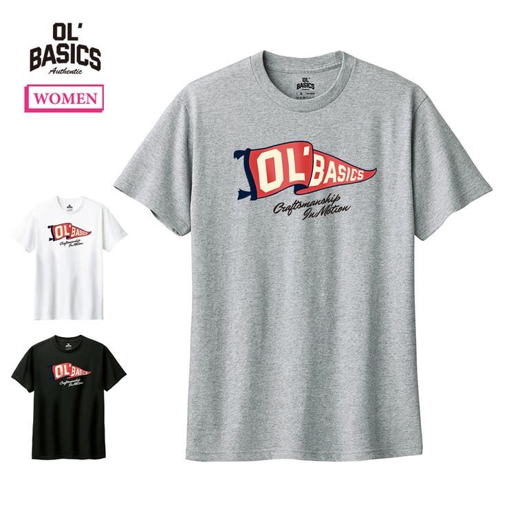 printrium Ol' Basics（オール・ベーシックス） 半袖Tシャツ フラッグ ロゴ プリント 5.6オンス トップス カットソー レディース トップス