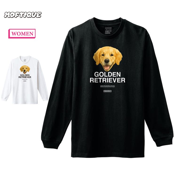 【10％OFFクーポン！7/26(日)1:59まで】printrium Moftique（モフティック） 長袖Tシャツ ゴールデンレトリバー 犬 ドッグ ペット アニマル プリント 袖リブ ロンT トップス レディース トップス