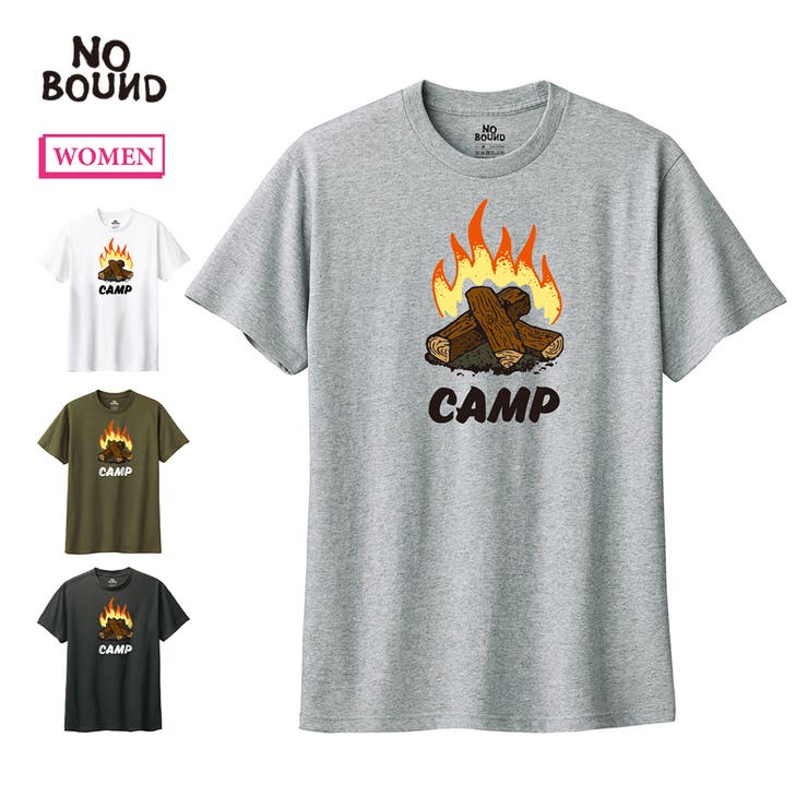 printrium NOBOUND（ノーバウンド） 半袖Tシャツ キャンプイラスト プリント レギュラーシルエット トップス カットソー レディース トップス