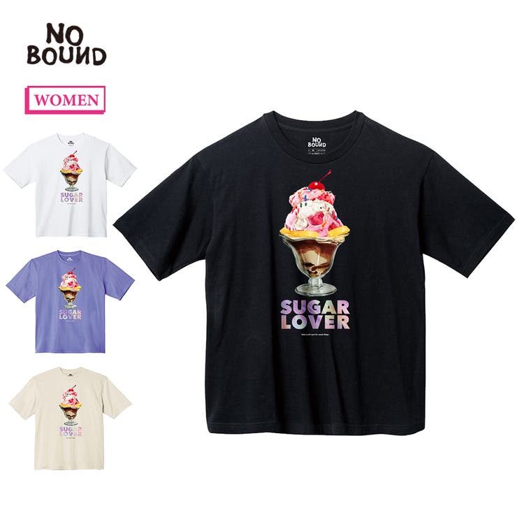 Three-Quarter - printrium NOBOUND（ノーバウンド） 半袖Tシャツ パフェイラスト プリント ビッグシルエット カットソー ストリート 原宿系 レディース トップス