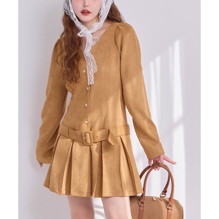 NICE CLAUP / OLIVE des OLIVE　OUTLET 【one after another】プリーツジャケットワンピース ワンピース・ドレス