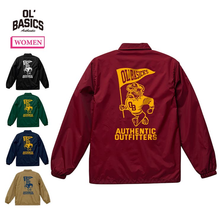 printrium Ol' Basics（オール・ベーシックス） コーチジャケット ブルドッグ イラスト ロゴ バックプリント 裏トリコット アウター レディース アウター(コート・ジャケットなど)