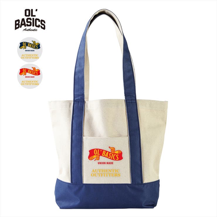 【10％OFFクーポン！3/26(木)1:59まで】printrium Ol' Basics（オール・ベーシックス） バイカラートートバッグ キャンバス リボンイラスト ロゴ プリント 鞄 BAG アメカジ メンズ レディース ユニセックス バッグ・鞄